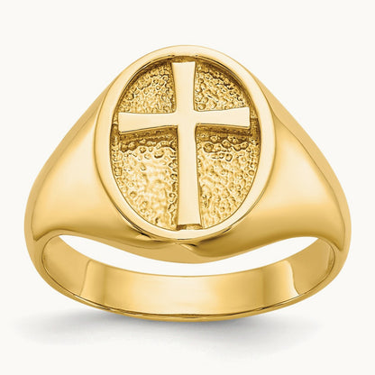 Polished Eternal Life Cross Ring, 14K