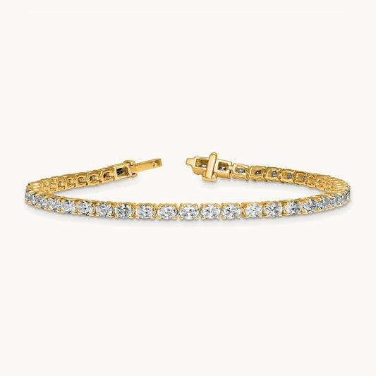 Oval Tennis Bracelet, 5.00 ct tw Lab-Grown Diamond — 14K Yellow Gold