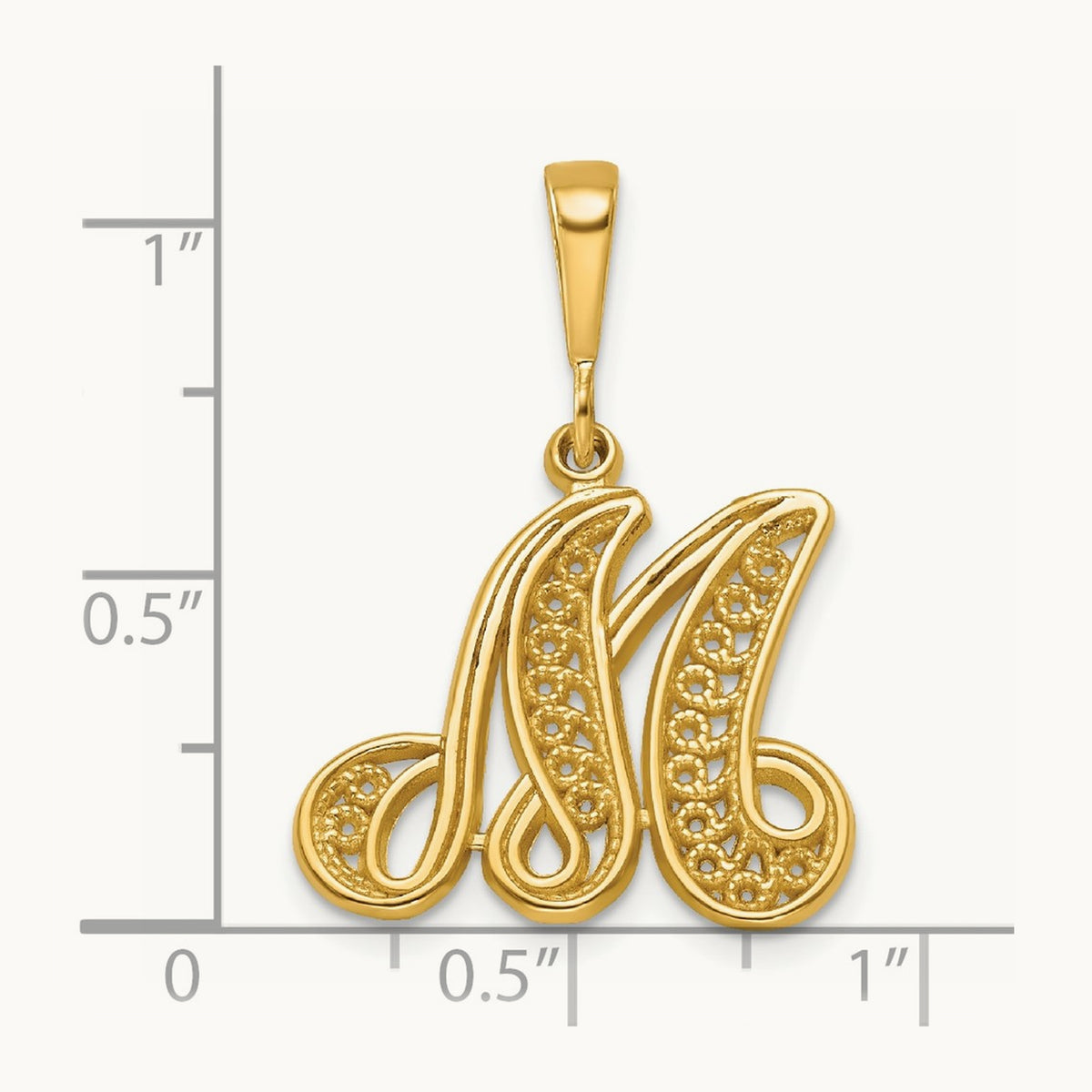Polished Script Filigree Initial Pendant — M