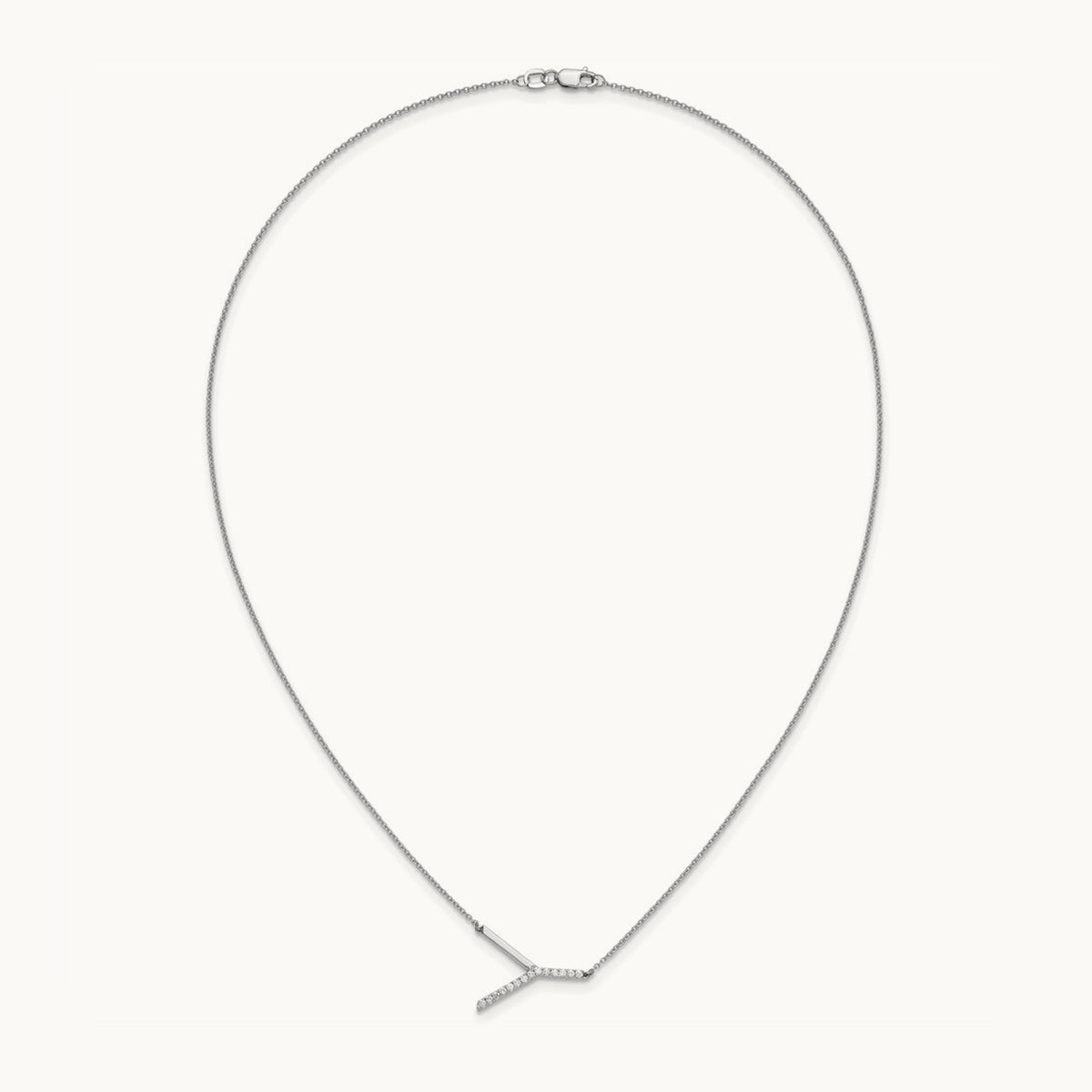 Sideways Diamond Necklace — 14K White Gold, Y