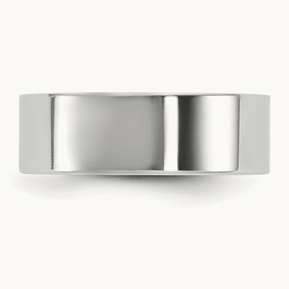 Lightweight Flat Band, 6.5mm, 10K White Gold