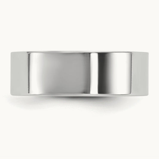 Lightweight Flat Band, 6.5mm, 10K White Gold