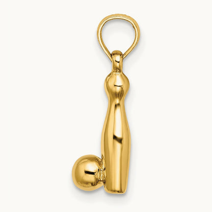 3-D Bowling Pin and Ball Charm, 14K