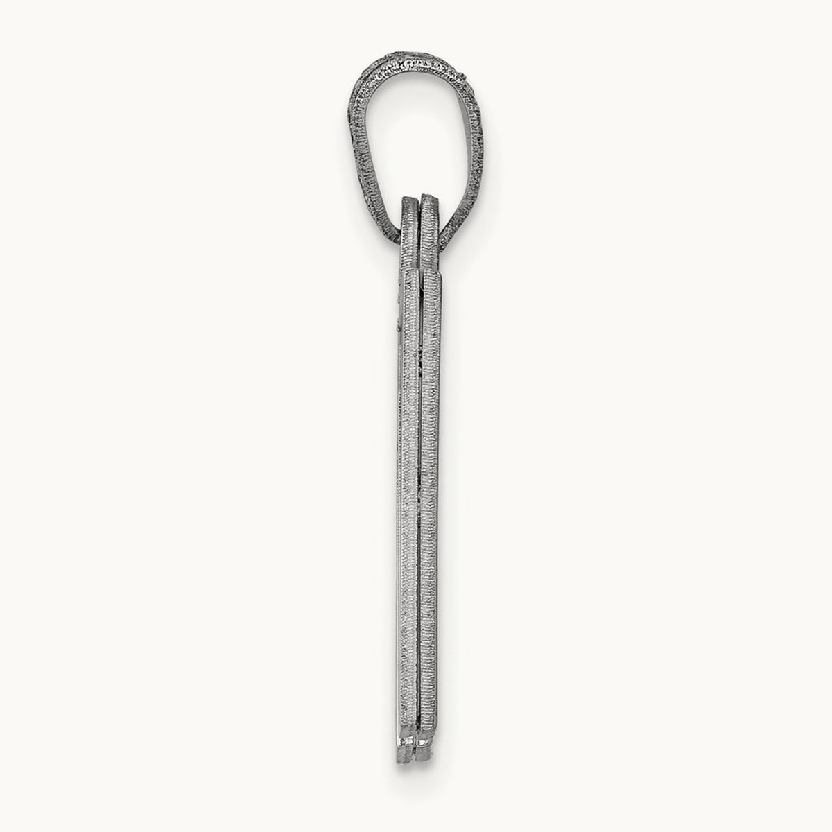 Solid Satin Chai Charm, 14K White Gold