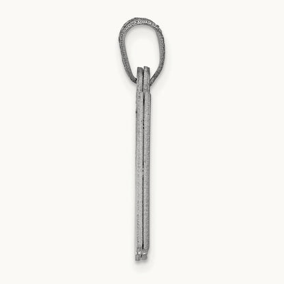 Solid Satin Chai Charm, 14K White Gold