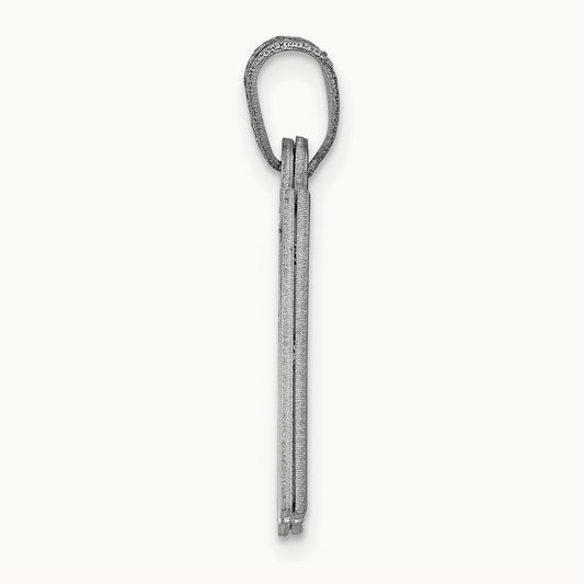 Solid Satin Chai Charm, 14K White Gold