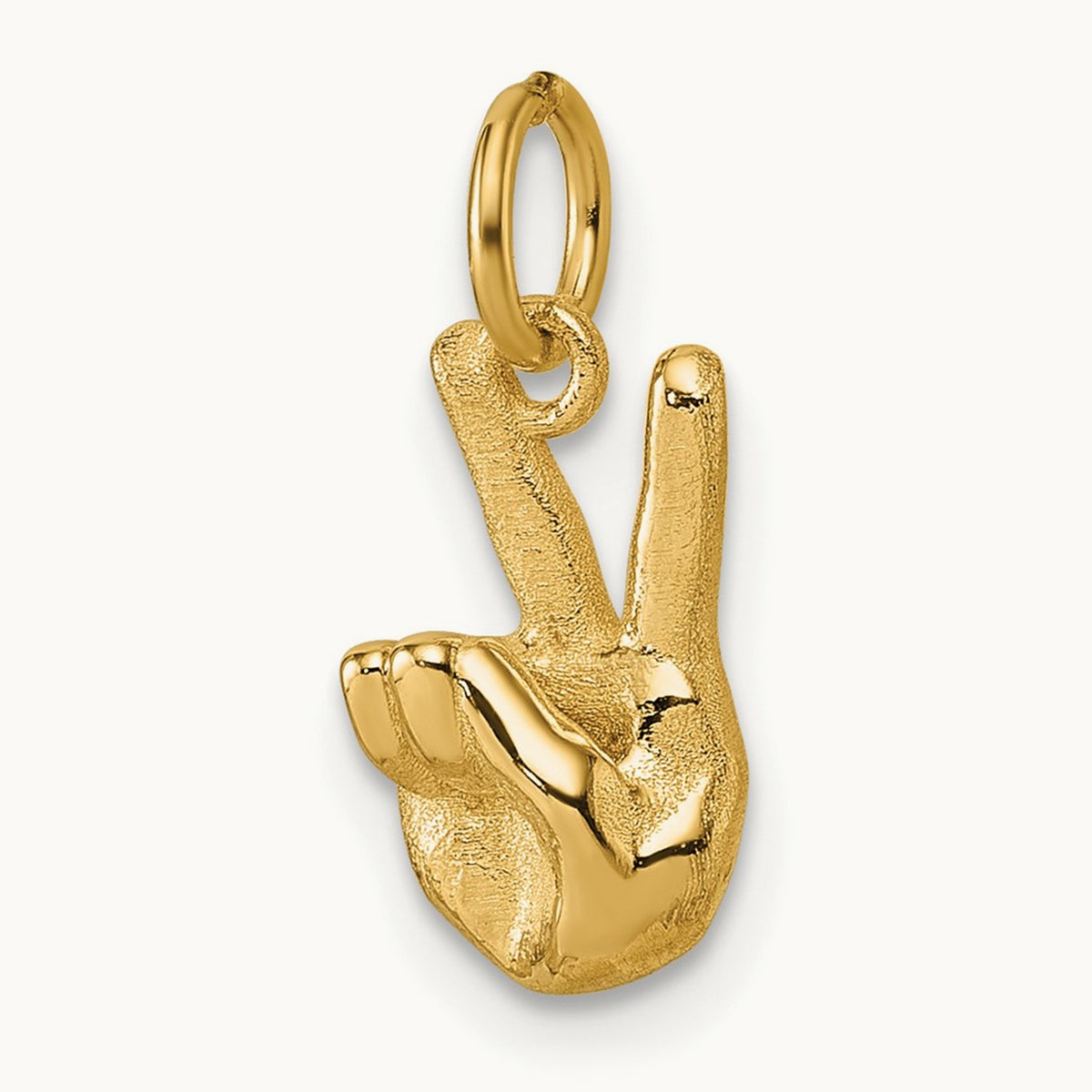 Polished Peace Hand Pendant, 14K