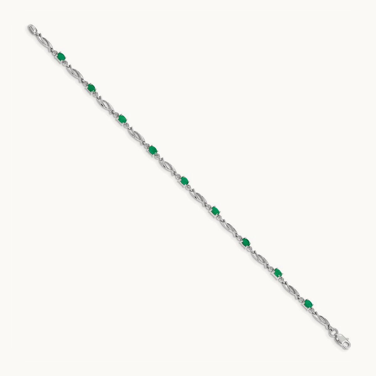 Diamond and Emerald Bracelet, 14K White Gold
