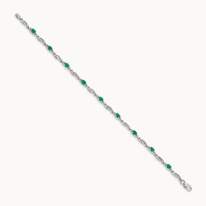 Diamond and Emerald Bracelet, 14K White Gold