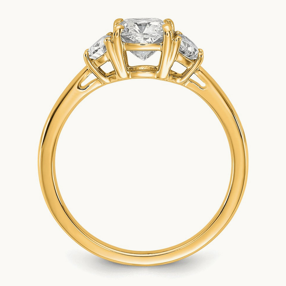 Half Moon & Cushion Semi-Mount Engagement Ring, 0.25-1.00 ct tw Lab-Grown Diamond — 3/8 ct, 14K Yellow Gold