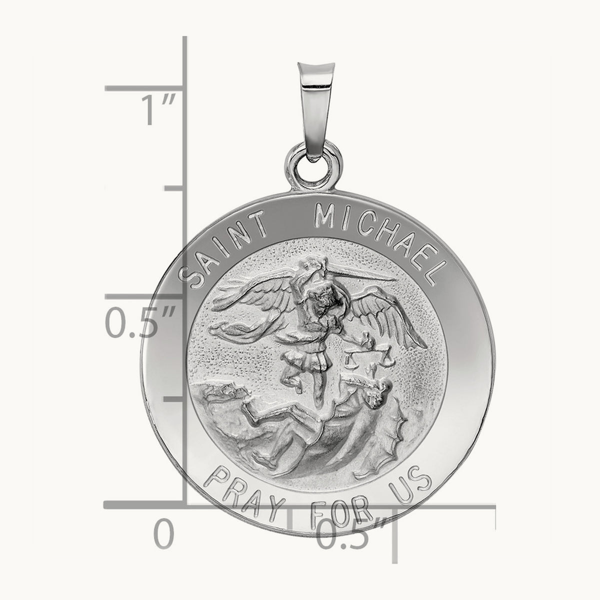 Saint Michael Medal Pendant — 14K White Gold