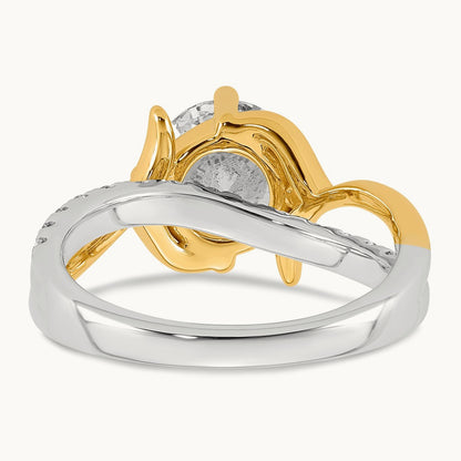 14ktt Certified Round Center Lab Grown Diamond VS+ F+ Ring