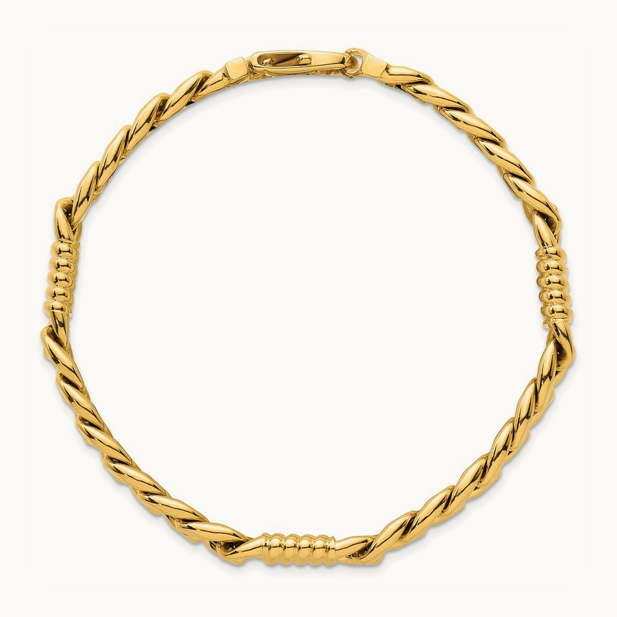 Polished Fancy Curb Chain Men's Bracelet, 8.75mm, 14K