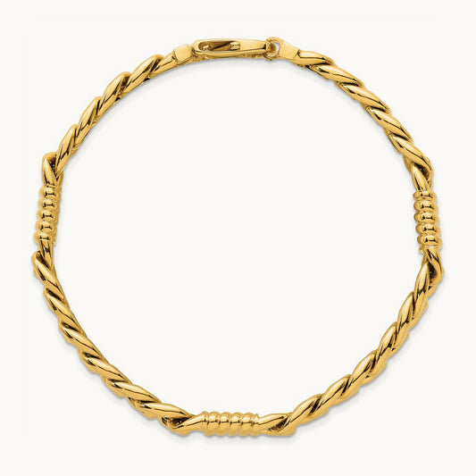 Polished Fancy Curb Chain Men's Bracelet, 8.75mm, 14K