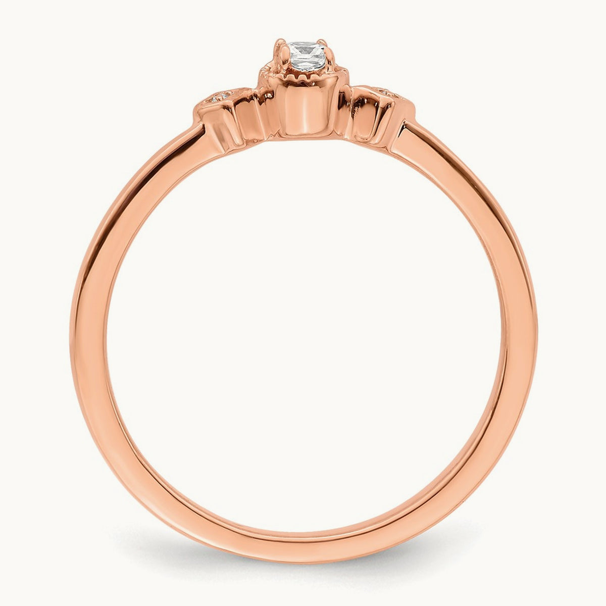 Petite Beaded Edge Cushion Ring, 0.10 ct tw — 14K Rose Gold
