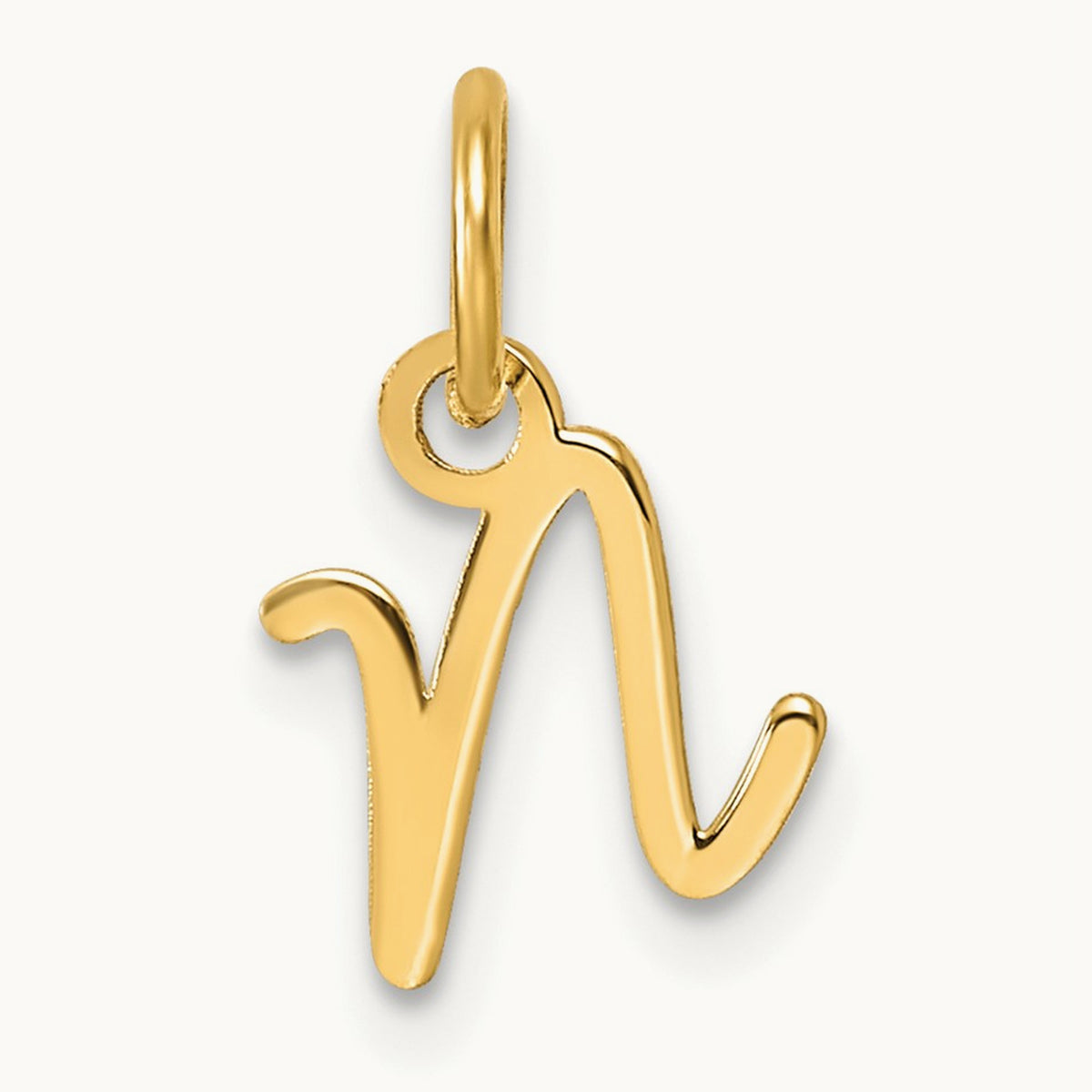 Uppercase Initial Charm — 14K Yellow Gold, N
