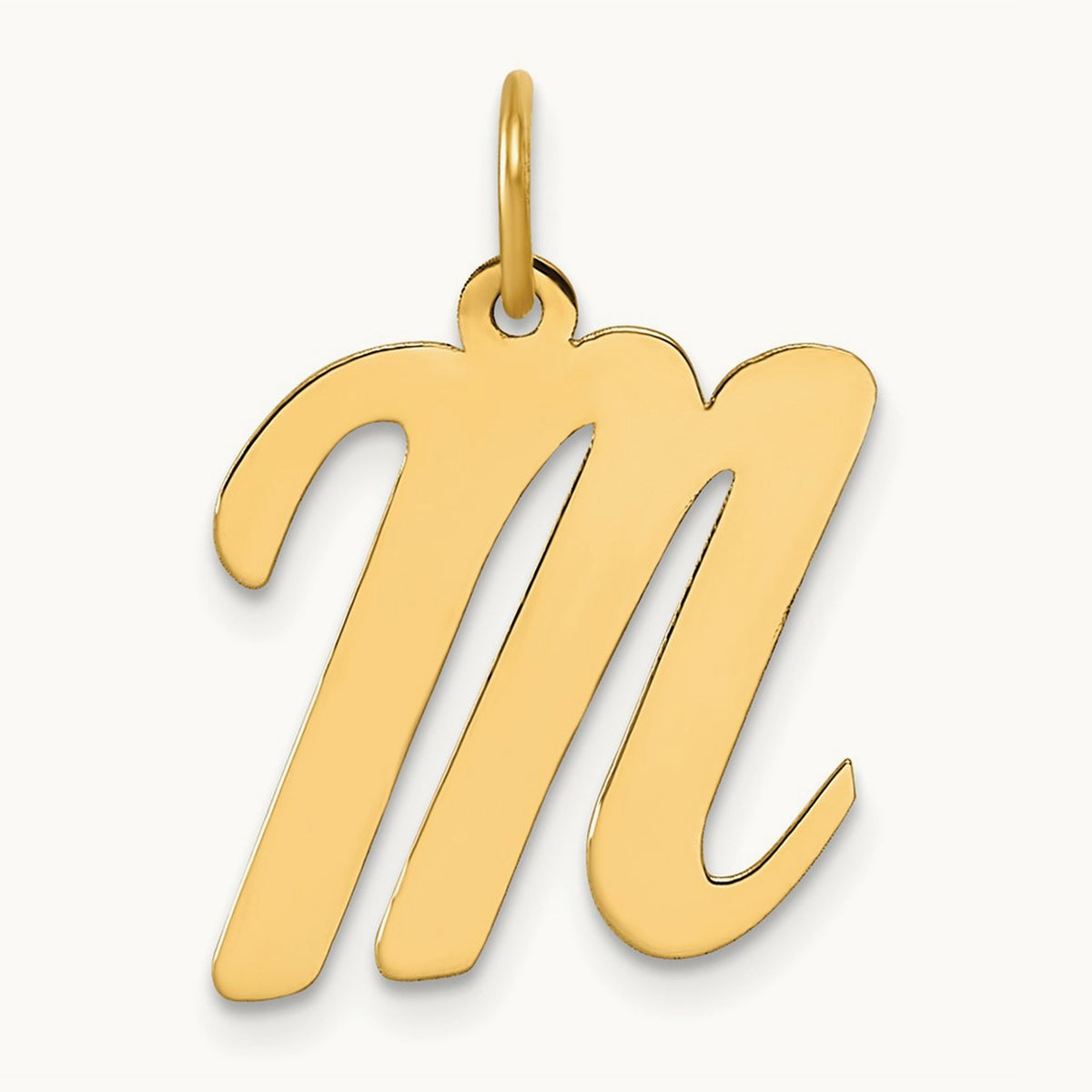 Large Script Initial Charm — 14K Yellow Gold, M