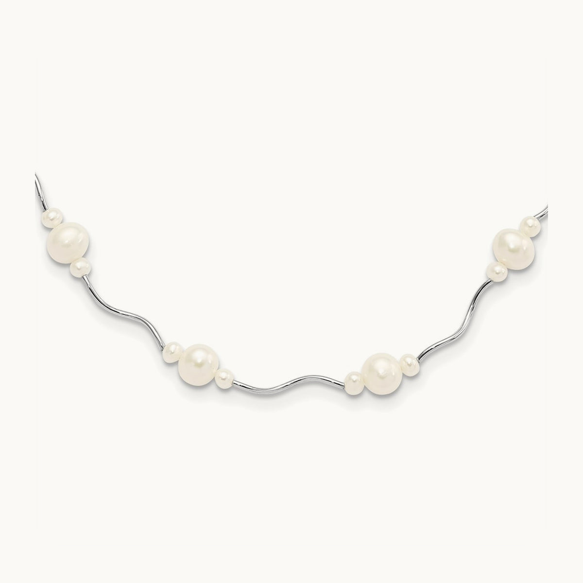 RH-plated White FW Cultured Pearl w/2.5 Ext. Necklace, Sterling Silver