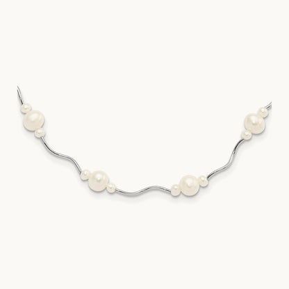 RH-plated White FW Cultured Pearl w/2.5 Ext. Necklace, Sterling Silver