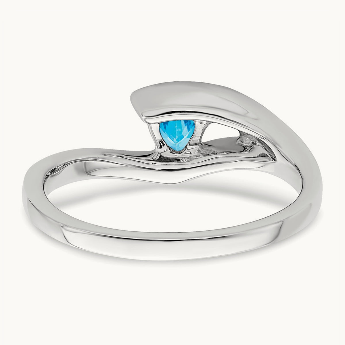 Trillion Blue Topaz and Diamond Ring, 14K White Gold