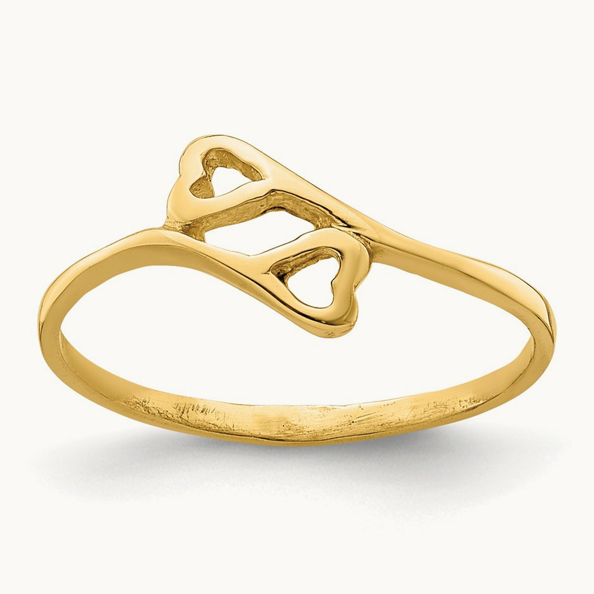 Double Heart Baby Ring, 14K