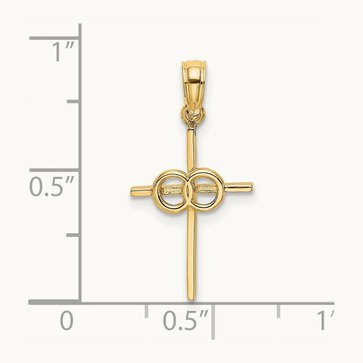 Polished Infinity Circles Cross Charm, 14K