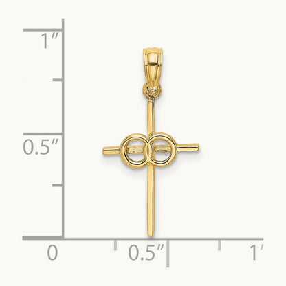 Polished Infinity Circles Cross Charm, 14K