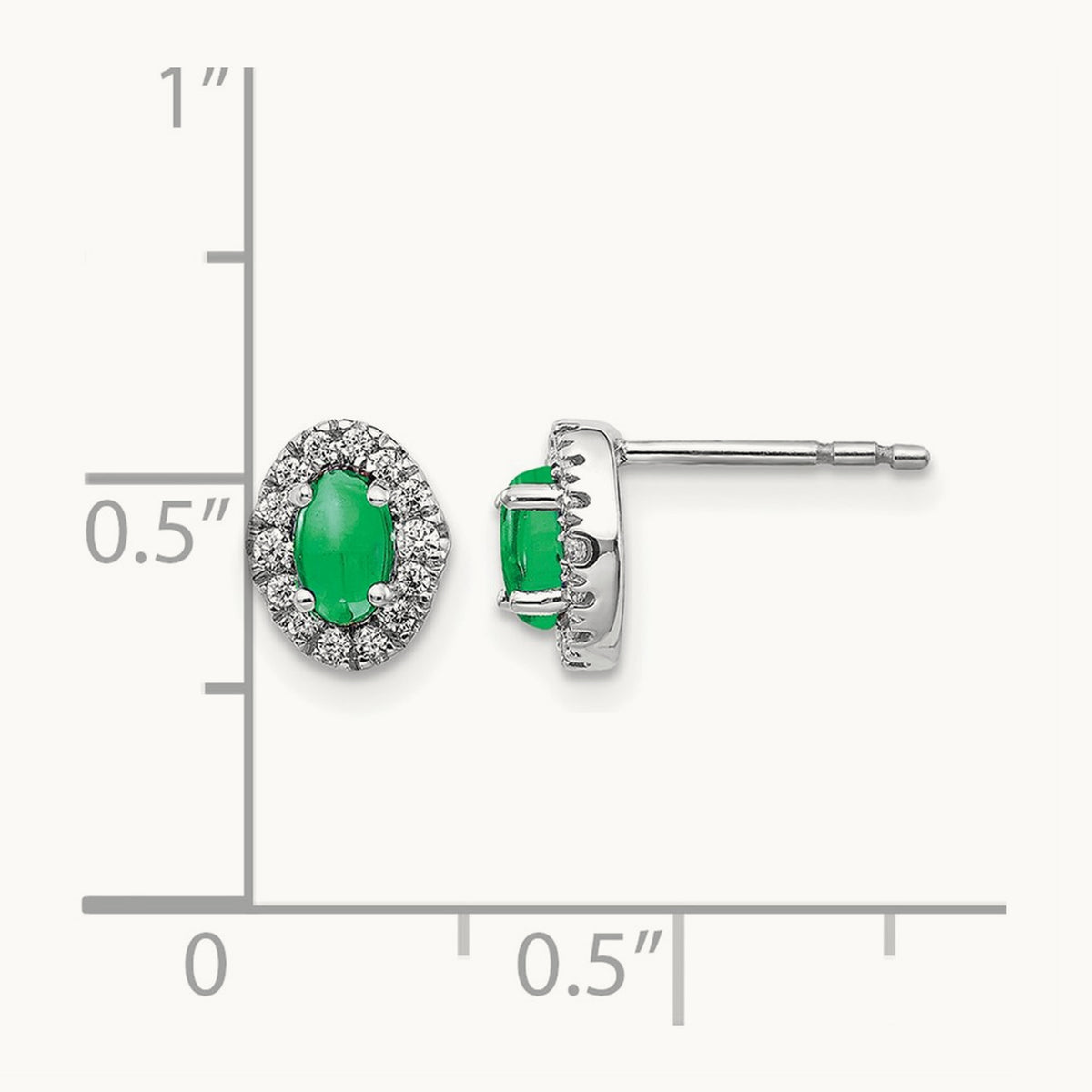 Created Emerald Post Earrings, 0.15 ct tw Lab-Grown Diamond
