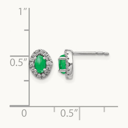 Created Emerald Post Earrings, 0.15 ct tw Lab-Grown Diamond
