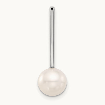 8- Round Freshwater Cultured Pearl Drop Chain Slide, 9mm, 14K White Gold