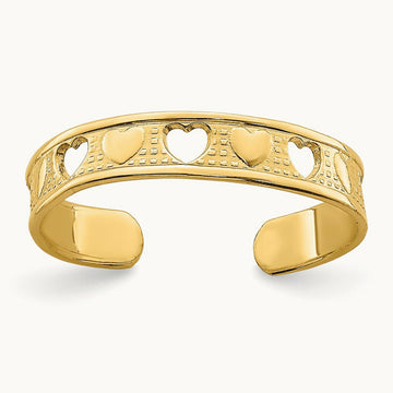 Heart Design Toe Ring, 14K