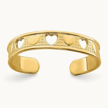 Heart Design Toe Ring, 14K