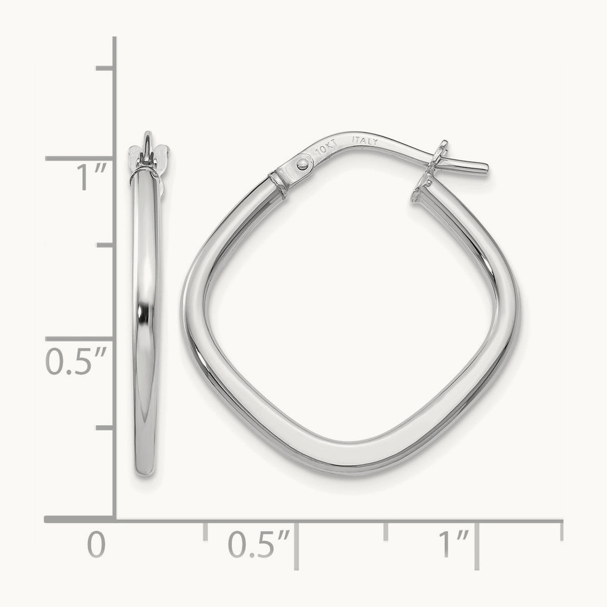 Polished Square Hoop Earrings — Leslie's — 10K White Gold