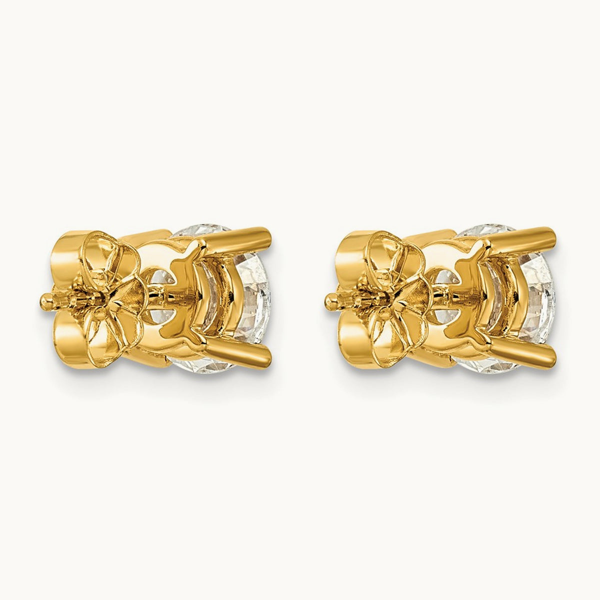 Round Lightweight Earrings, 0.25-6.00 ct tw Lab-Grown Diamond — 2 1/2 ct, 14K Yellow Gold