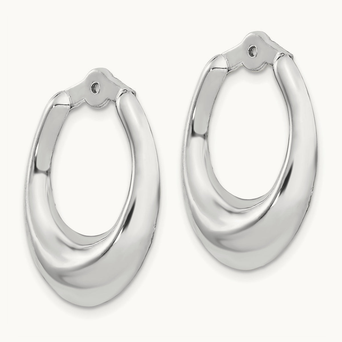 Polished Hoop Earring Jackets, 14K White Gold