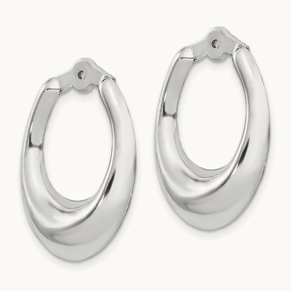 Polished Hoop Earring Jackets, 14K White Gold