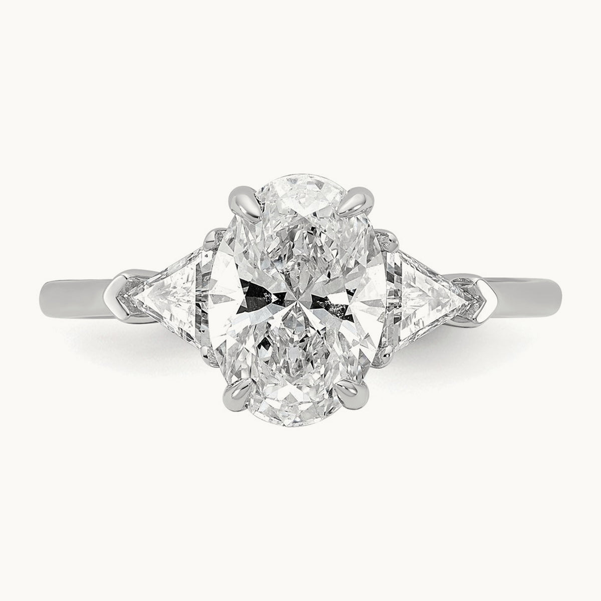 Oval & Trillion 3 Stone Engagement Ring, 1.50-4.00 ct tw Lab-Grown Diamond — 2 ct, 14K White Gold