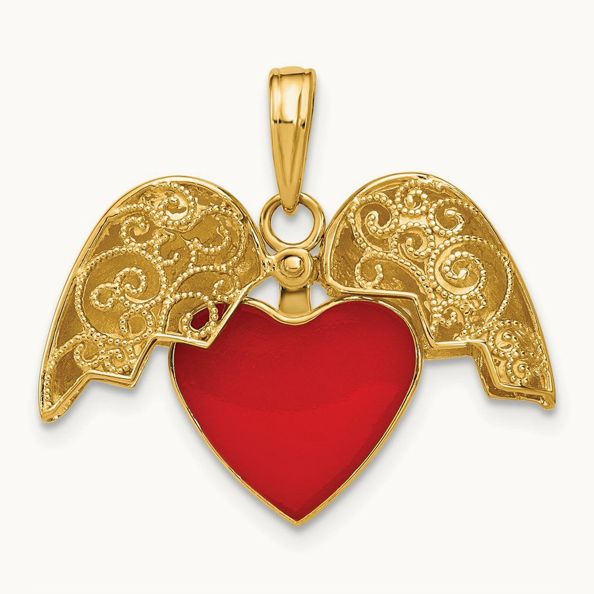 3-D Reversible Heart Opens Charm, 14K