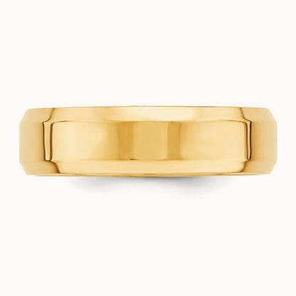 Bevel Edge Comfort Fit Band, 6mm, 10K Yellow Gold