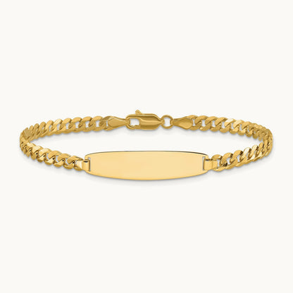 Flat Curb Link Rounded ID Bracelet, 14K