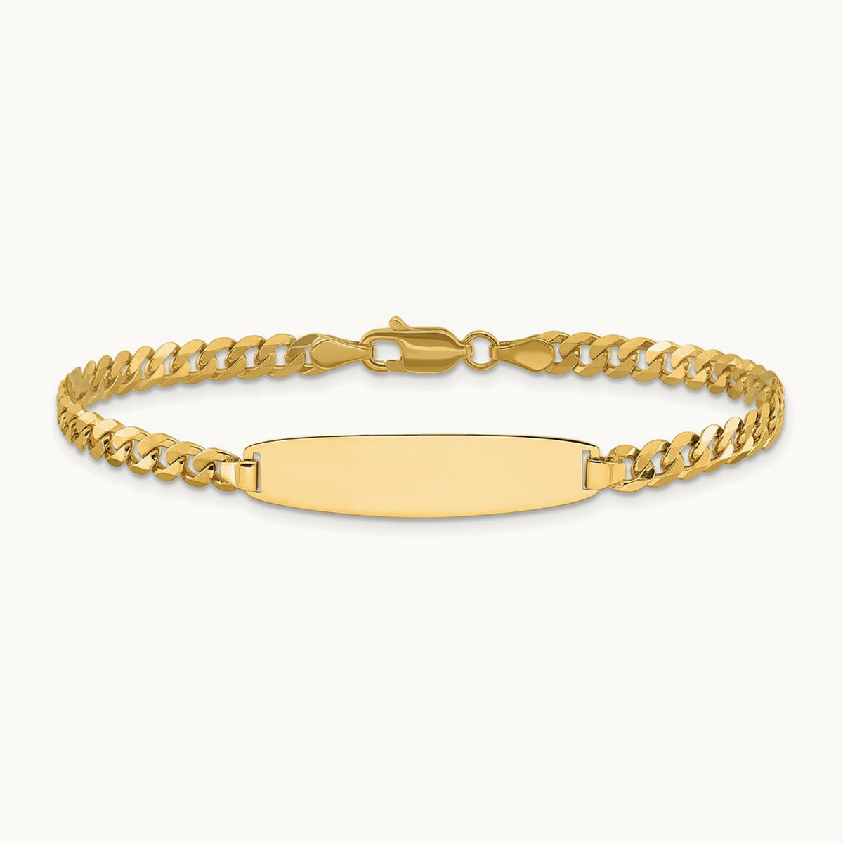 Flat Curb Link Rounded ID Bracelet, 14K
