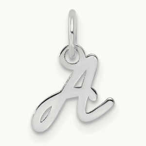 Uppercase Initial Charm — 14K White Gold, A