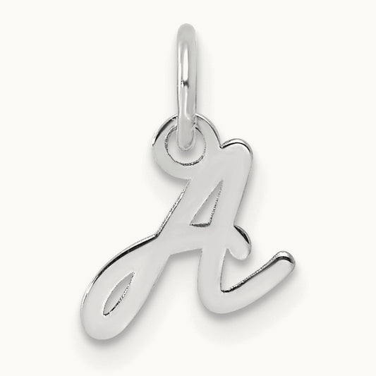 Uppercase Initial Charm — 14K White Gold, A