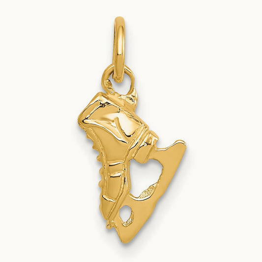 3D Ice Skate Charm, 14K