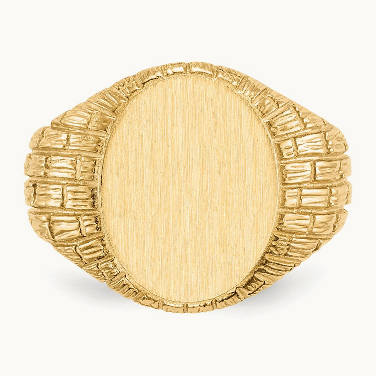 12.0x15. Closed Back Mens Signet Ring, 0mm, 14K