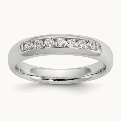 7-Stone Diamond Channel Band, 14K White Gold