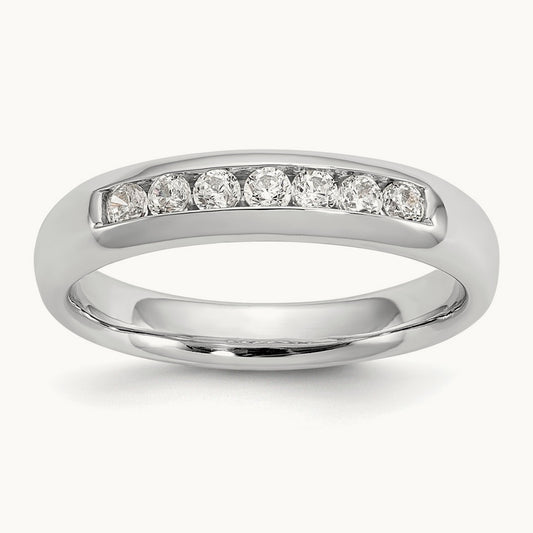 7-Stone Diamond Channel Band, 14K White Gold