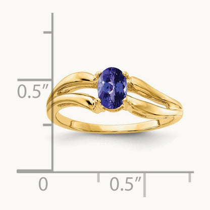 6x4mm Oval Tanzanite ring, 14K