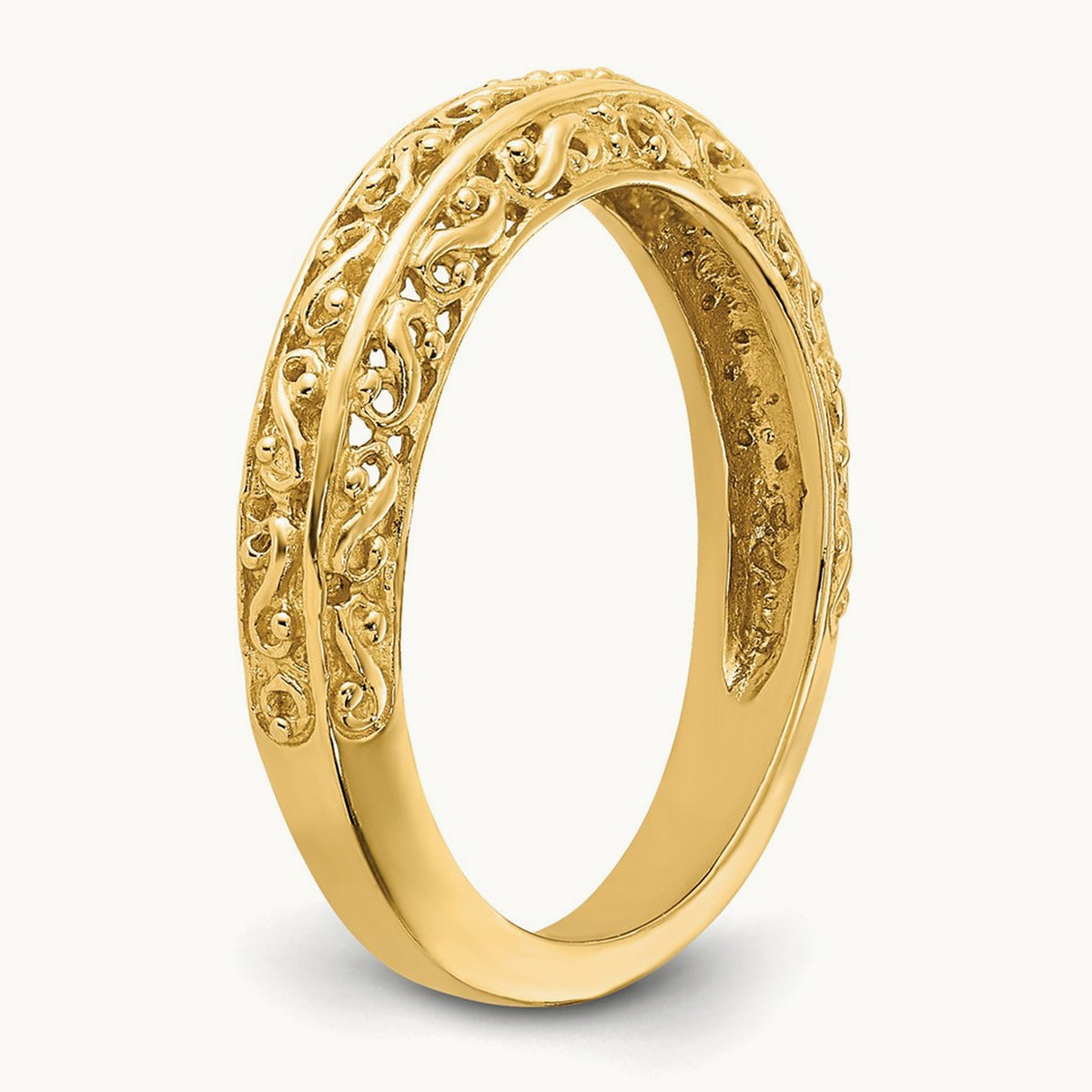 Filigree Wedding Band — 14K Yellow Gold