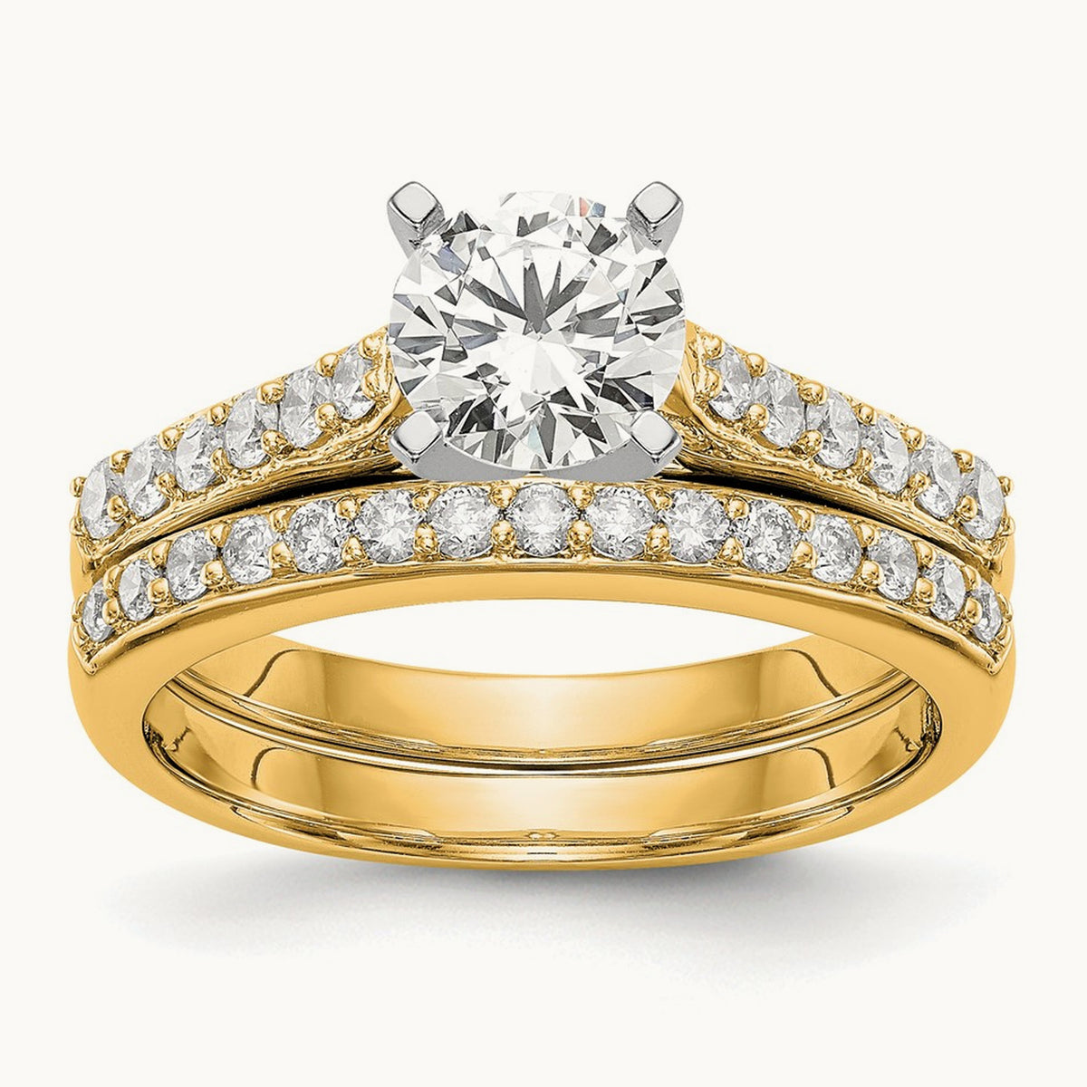Semi-Mount Peg Engagement Ring, 0.15-0.25 ct tw Lab-Grown Diamond — 1/4 ct, VS/SI (Great), 14K Yellow Gold
